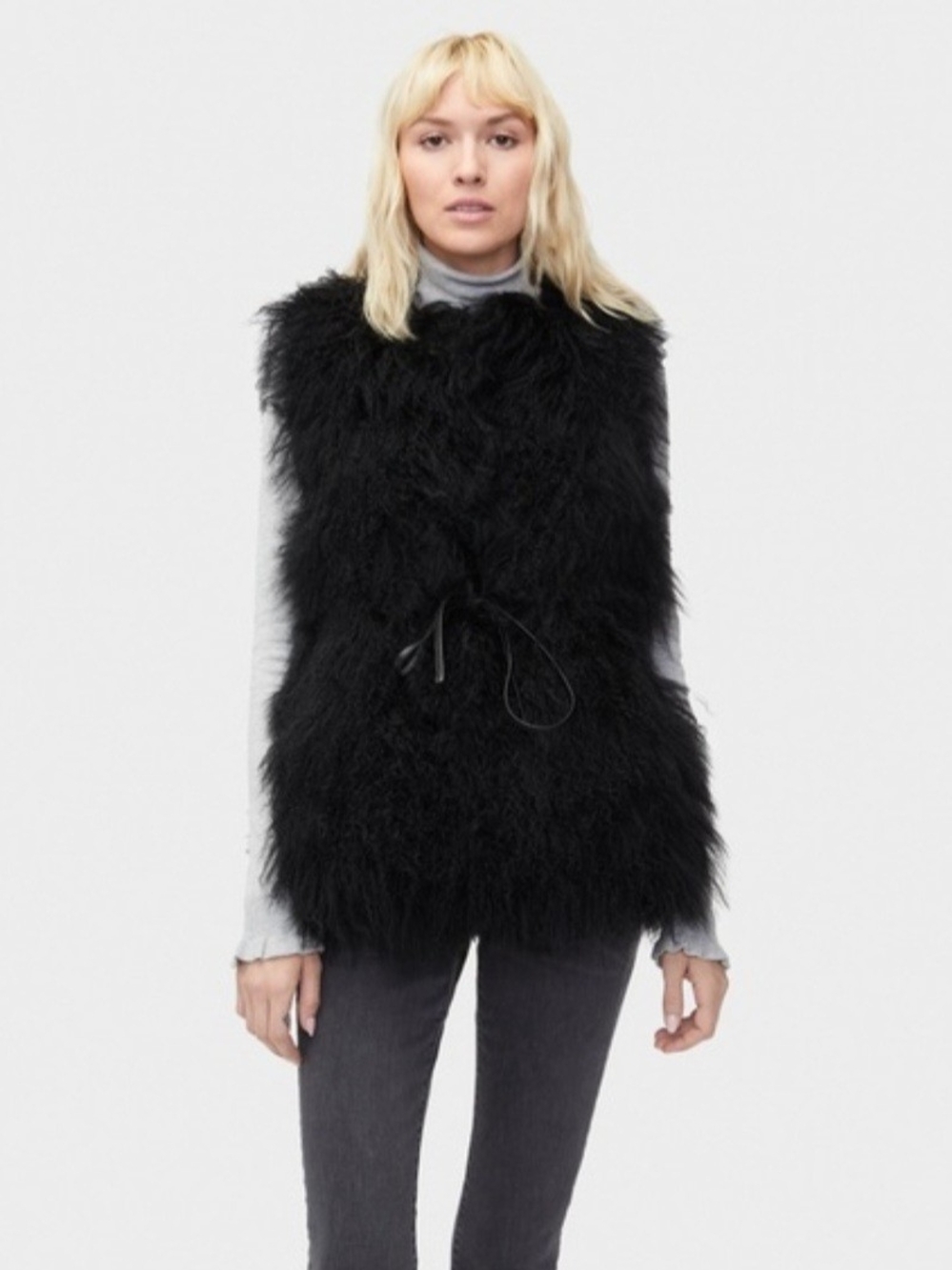 UGG Black Mongolian Sheepskin Vest NWT $675